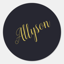 Gouden glamour gepersonaliseerd  ronde sticker