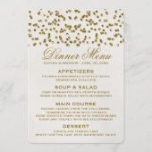 Gouden Glamour Glitter Confetti Bruiloft Menu (Voorkant)