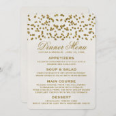 Gouden Glamour Glitter Confetti Bruiloft Menu (Voorkant / Achterkant)