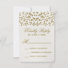 Gouden Glamour Glitter Confetti Bruiloft RSVP Kaar