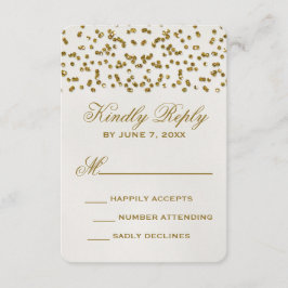 Gouden Glamour Glitter Confetti Bruiloft RSVP Kaar Kaartje