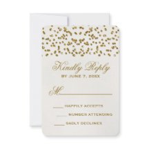 Gouden Glamour Glitter Confetti Bruiloft RSVP Kaar