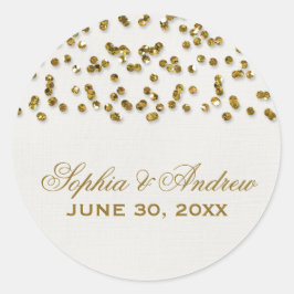 Gouden Glamour Glitter Confetti Bruiloft Sticker