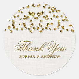 Gouden Glamour Glitter Confetti Dank u Sticker