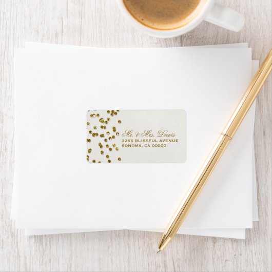 Gouden Glamour Glitter Confetti Labels (Insitu)