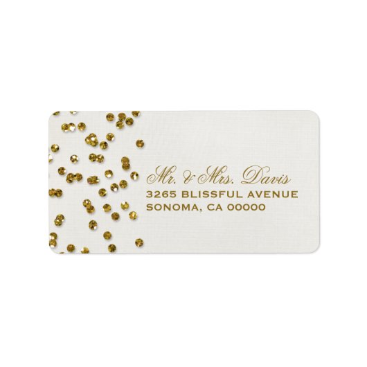Gouden Glamour Glitter Confetti Labels (Voorkant)