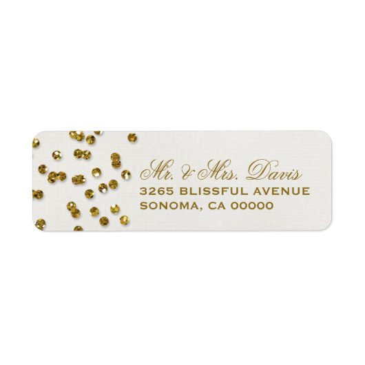 Gouden Glamour Glitter Confetti Labels (Voorkant)