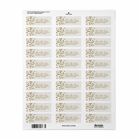 Gouden Glamour Glitter Confetti Labels (Full Sheet)