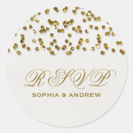 Gouden Glamour Glitter Confetti RSVP Ronde Sticker