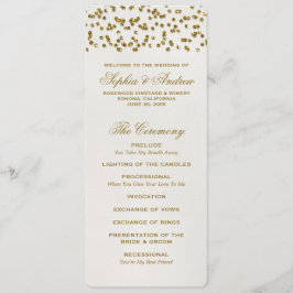 Gouden Glamour Glitter Confetti Trouwprogramma Programmakaart