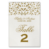 Gouden Glamour Glitter Confetti Trouwtafel Nummer Kaart (Achterkant)