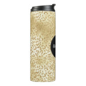 Gouden glamour glitter luipaardprint thermosbeker (Gedraaid links)