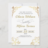 Gouden Glamour Luxe bruiloft uitnodiging (Voorkant)