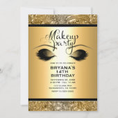 Gouden Glamour Meisjes Make-up Wimpers Party Event Kaart (Voorkant)