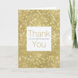 Gouden glamour schittering bokeh gepersonaliseerde bedankkaart