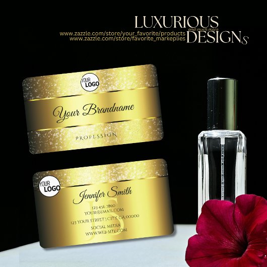 Gouden Glamour Sparkle Glitter Stars Logo & Initia Visitekaartje