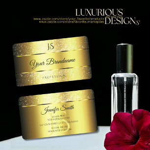 Gouden Glamour Sparkle Glitter Sterren en Initiale Visitekaartje