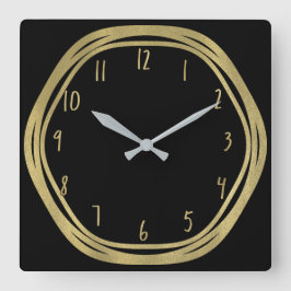 Gouden Glamour & Zwarte Ringen (Elke Kleur) Modern Vierkante Klok