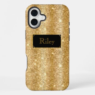 Gouden glamoureuze lovertjes glinsterende stippen iPhone 16 plus hoesje