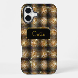 Gouden glamoureuze lovertjes glinsterende stippen iPhone 16 plus hoesje