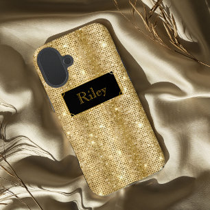 Gouden glamoureuze pailletten sprankelende stippen iPhone 16 plus hoesje