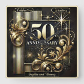 Gouden Glans: 50ste Verjaardag Vierkante Klok (Voorkant)