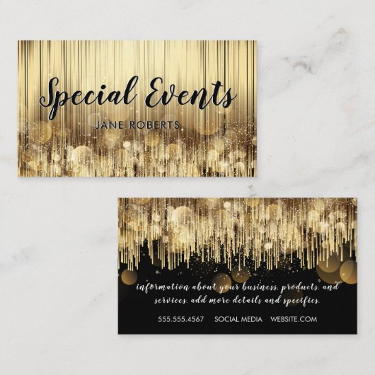 Gouden Glans | Abstracte Bokeh Lichten Visitekaartje (Voorkant / Achterkant)