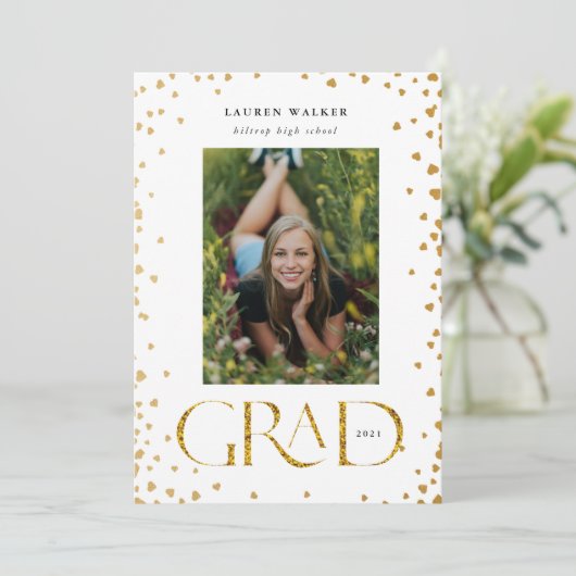 gouden glans afstuderen aankondiging (Staand voorkant)