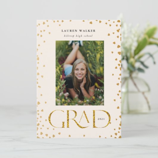 gouden glans afstuderen aankondiging (Staand voorkant)