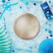 Gouden Glans Botanisch Tropische Palmboom Bladeren Papieren Bordje (Feest)