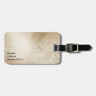Gouden Glans Botanische Tropische Palmboom Bladere Bagagelabel