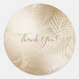 Gouden Glans Botanische Tropische Palmboom Bladere Ronde Sticker