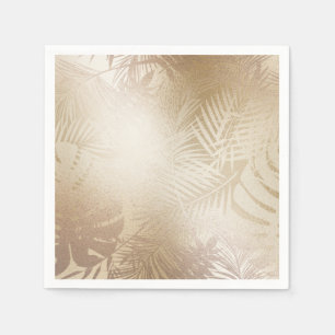Gouden Glans Botanische Tropische Palmboom Bladere Servet