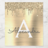 Gouden glans geborsteld metalen monogram naam wijn etiket (Enkel label)