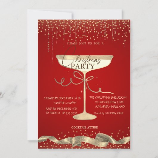 Gouden glans, Glas, Kerstfeest Bedrijfsrood Kaart (Voorkant)