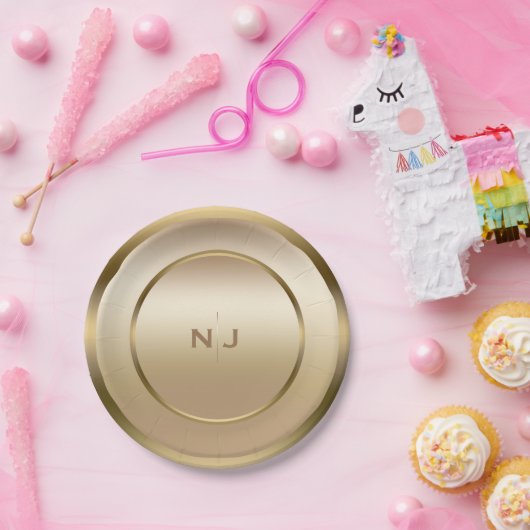 Gouden Glans Gouden Glanzende Moderne Glam Party Papieren Bordje (Feest)