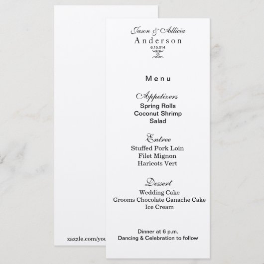 Gouden glans menukaart voor trouwfeest kaart (Voorkant / Achterkant)