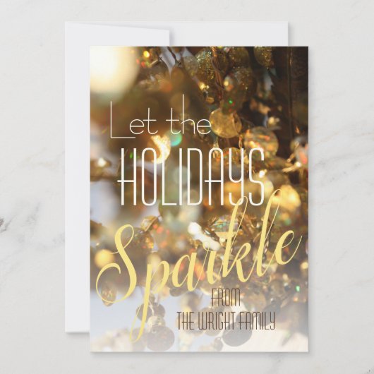 Gouden glans moderne klassieke foto kerstkaart (Voorkant)