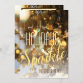 Gouden glans moderne klassieke foto kerstkaart (Voorkant / Achterkant)