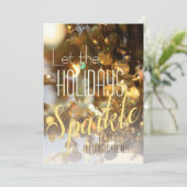 Gouden glans moderne klassieke foto kerstkaart (Staand voorkant)