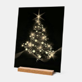 Gouden Glans Van Sterren Op Kerstboom Donker Acryl Bord (Hoek)