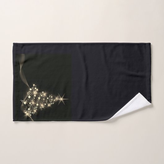 Gouden Glans Van Sterren Op Kerstboom Donker Bad Handdoek (Handdoek)