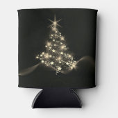Gouden Glans Van Sterren Op Kerstboom Donker Blikjeskoeler (Voorkant)