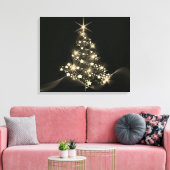 Gouden Glans Van Sterren Op Kerstboom Donker Canvas Afdruk (Insitu (Woonkamer))