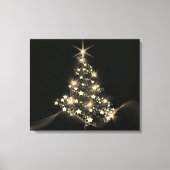 Gouden Glans Van Sterren Op Kerstboom Donker Canvas Afdruk (Voorkant)