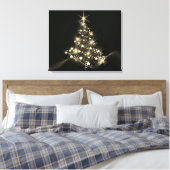 Gouden Glans Van Sterren Op Kerstboom Donker Canvas Afdruk (Insitu (Slaapkamer))