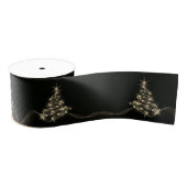 Gouden Glans Van Sterren Op Kerstboom Donker Grosgrain Lint (Spoel)