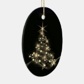 Gouden Glans Van Sterren Op Kerstboom Donker Keramisch Ornament (Rechts)
