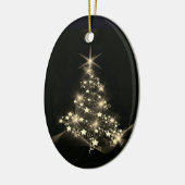 Gouden Glans Van Sterren Op Kerstboom Donker Keramisch Ornament (Links)