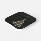 Gouden Glans Van Sterren Op Kerstboom Donker Papieren Bordje (Gebogen)